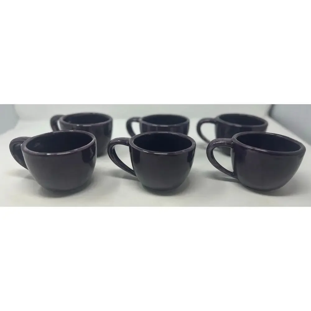 Pottery Barn Sausalito Vintage Thick Heavy Purple Mug Set‎ of 6